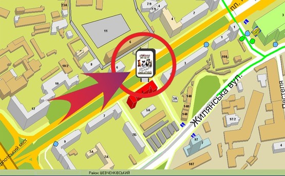 Схема рекламной плоскости по адресу Пр-т. Перемоги,5 (Текстиль Для Дому)