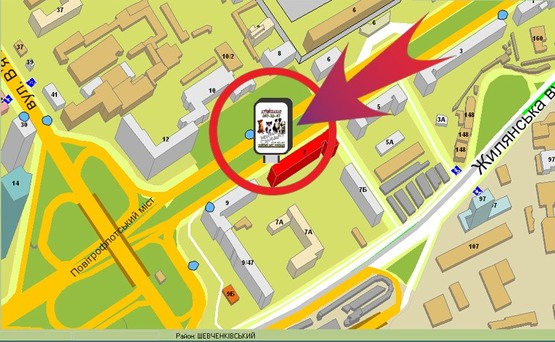 Схема рекламной плоскости по адресу Пр-т. Перемоги,7/ "Чумацький Шлях"