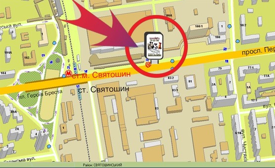 Схема рекламної площини за адресою Пр-т Перемоги / Вихід З М "Святошин"