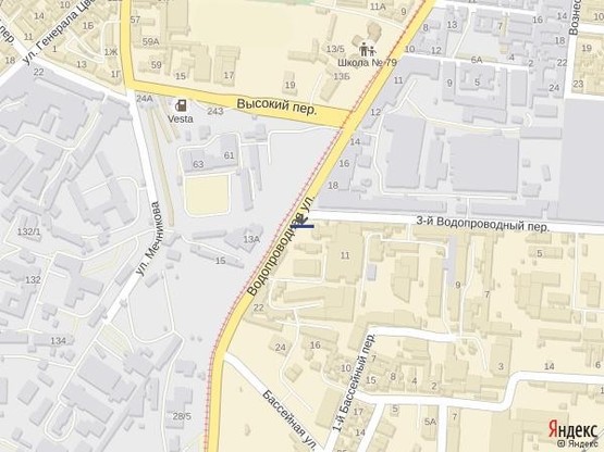 Схема рекламной плоскости по адресу Водопроводная - 3-й Водопроводный переулок (ПРАВЫЙ)