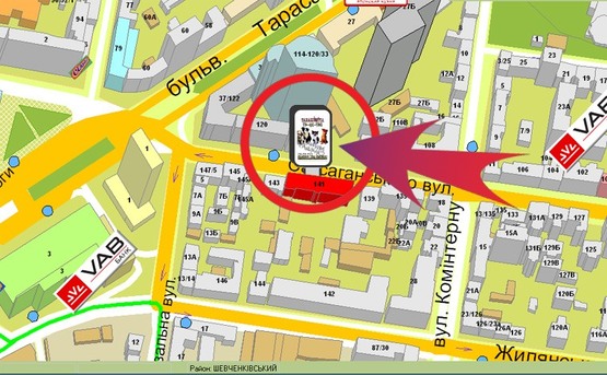 Схема рекламной плоскости по адресу Вул. Саксаганського,141 ("Мисливець")