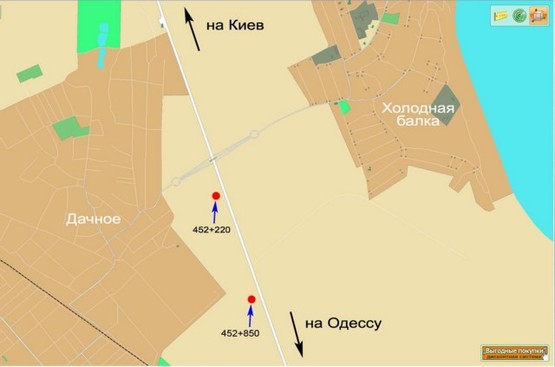 Схема рекламной плоскости по адресу Одесса - Киев 452 км + 850 м