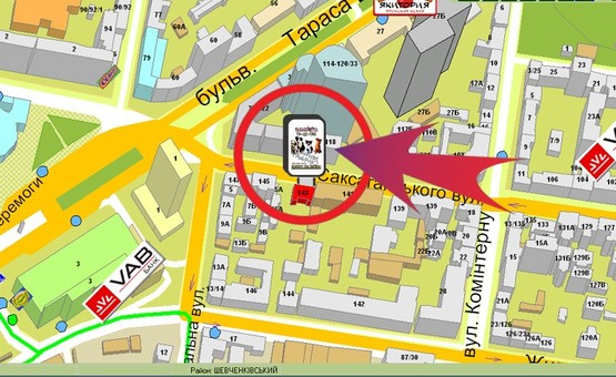 Схема рекламной плоскости по адресу Вул. Саксаганського, 143 ("Мисливець")