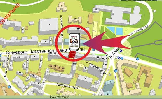 Схема рекламної площини за адресою Вул. Січневого Повстання, 12-А