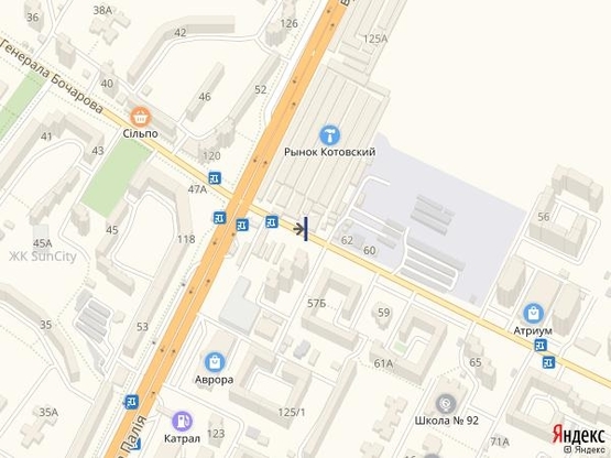 Схема рекламной плоскости по адресу Бочарова (рынок Днепро.дорога) Б