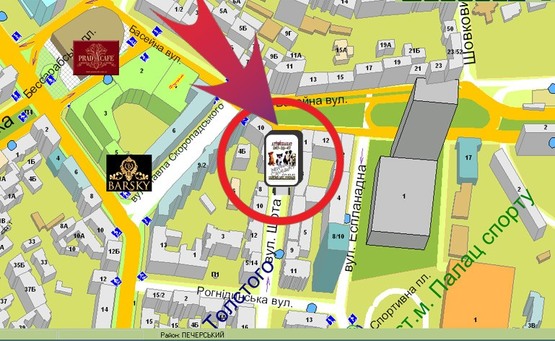 Схема рекламної площини за адресою Вул. Шота Руставелі, 3 ("У СенИ И ГогИ")