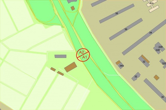 Схема рекламной плоскости по адресу Окружная дорога, разделитель / напротив ул.Зодчих, 36 по ходу к проспекту Победы