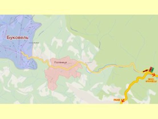 Схема рекламної площини за адресою траса Івано-Франківськ-Рахів (поворот на Буковель) Схема рекламної площини за адресою траса Івано-Франківськ-Рахів (поворот на Буковель)