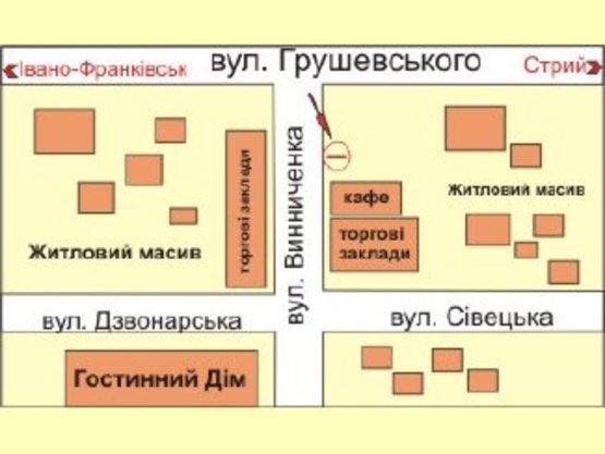 Схема рекламной плоскости по адресу Винниченка (навпроти маг. Вінісін)   центр