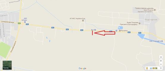 Схема рекламной плоскости по адресу Тернопіль-Львів-Рава-Руська, км 109+680, ліворуч, напроти АЗС WOG