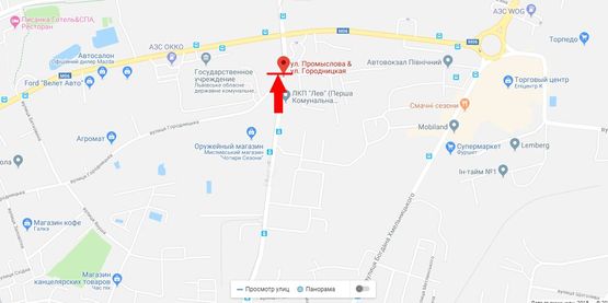 Схема рекламной плоскости по адресу вул Промислова - вул Городницька Схема рекламной плоскости по адресу вул Промислова - вул Городницька