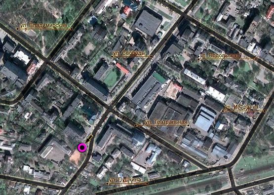 Схема рекламной плоскости по адресу Т-подібне перехрестя вул.Кам'янецька - Інститутська. неподалік: студмістечко, супермаркети, банки, піцерії, кафе, ресторани (в центр) [ліве вухо]