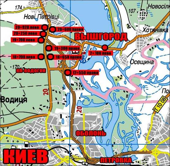 Схема рекламной плоскости по адресу Р-02, 20+250 право        (вышечный борд)