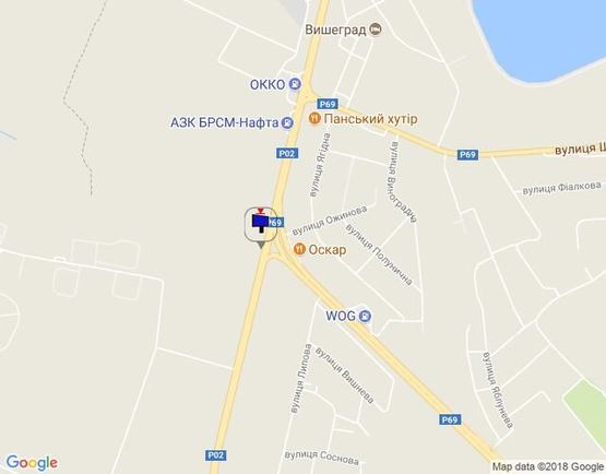 Схема рекламної площини за адресою Траса "Київ-Іванків-Овруч", Р-02 км 19+ 700 ліво,  м. Вишгород- вул. Вишгородська, КПП, разв'язка на Вишгород