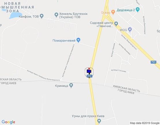 Схема рекламной плоскости по адресу Траса "Київ-Іванків-Овруч", Р-02 км 19+ 050 ліво, 300 м. вул. Дніпроводна, в'їзд в  Київ