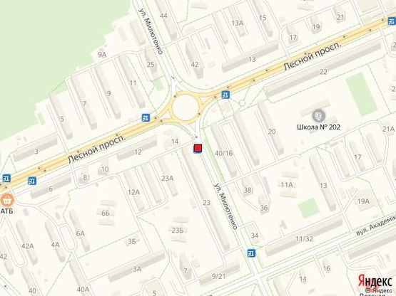 Схема рекламной плоскости по адресу Вул. Мілютенка, 23 Схема рекламной плоскости по адресу Вул. Мілютенка, 23