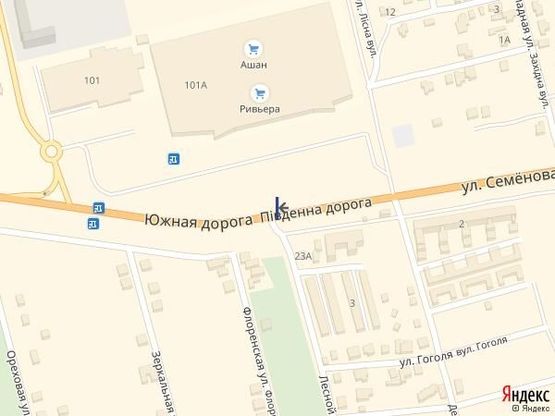 Схема рекламной плоскости по адресу Одесса-Южный 18+00А (Ривьера) в стор. Одессы