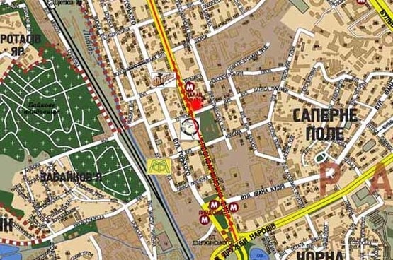 Схема рекламной плоскости по адресу Ул. Красноармейская ДК Украина левая (А1) Метро