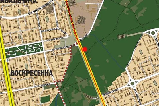 Схема рекламной плоскости по адресу ул. Братиславская ( рынком "Юность" и супермаркетом "Эпицентр") (В)