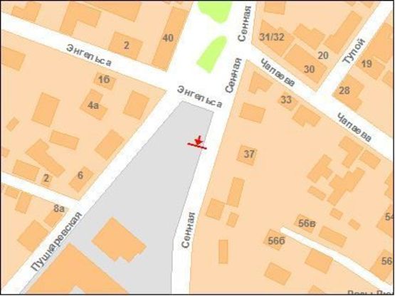 Схема рекламної площини за адресою на перекр.ул.Сенная - ул.Энгельса Схема рекламної площини за адресою на перекр.ул.Сенная - ул.Энгельса