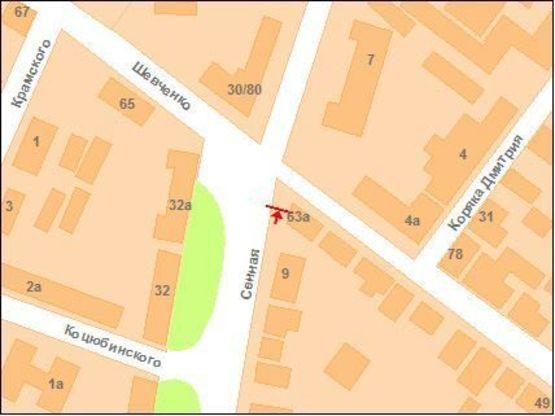 Схема рекламної площини за адресою Сінна вул. - Шевченка вул.