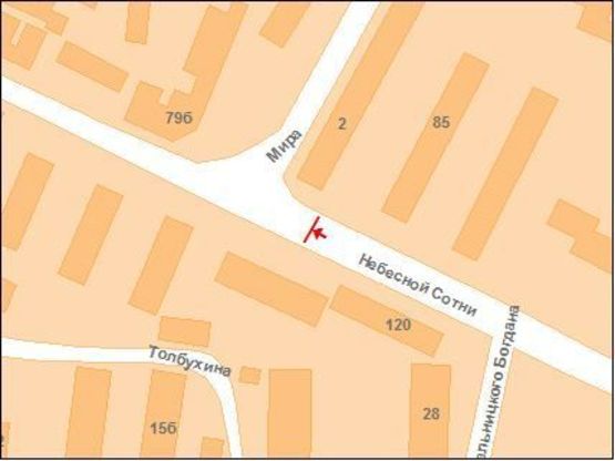 Схема рекламної площини за адресою Небесної Сотні вул. (Леніна) - Б.Хмельницького