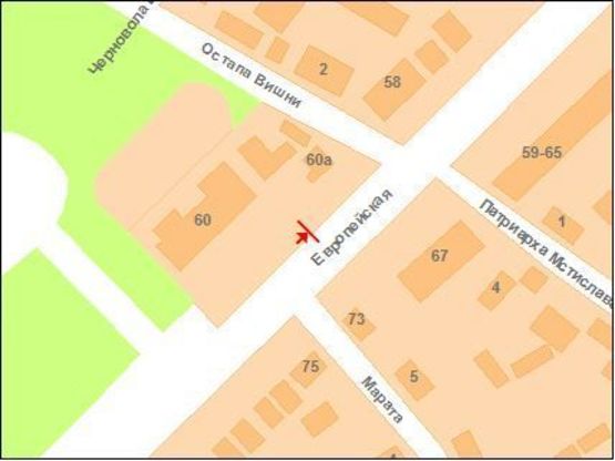 Схема рекламной плоскости по адресу Європейська вул. (Фрунзе), 60 (Конкорд)