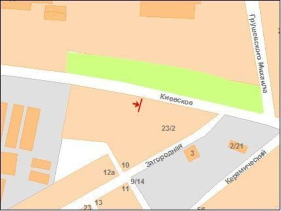 Схема рекламной плоскости по адресу К.Шосе, вул, 25 (Авторинок)