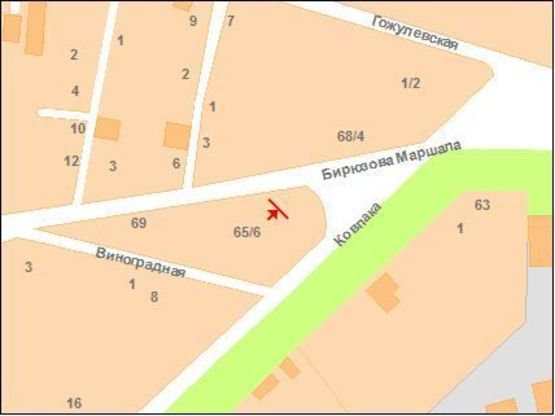 Схема рекламной плоскости по адресу М. Бірюзова вул.та  Ковпака вул. (в центр)на перехр.