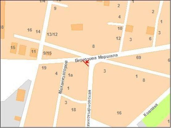 Схема рекламной плоскости по адресу В.Тирнівська вул. - Ковпака вул. (перехр.)