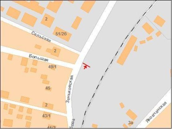 Схема рекламной плоскости по адресу Зіньківська вул. (зуп. "Полтавахолод")