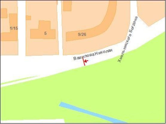 Схема рекламної площини за адресою Вавілова вул., 9/26 (з центру) Схема рекламної площини за адресою Вавілова вул., 9/26 (з центру)