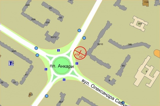 Схема рекламної площини за адресою Маяковского проспект, 38/10 (ост.Сабурова)