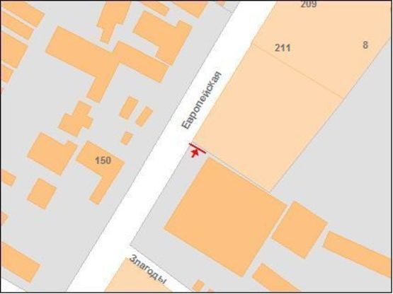 Схема рекламної площини за адресою Європейська вул. (Фрунзе),225 (авто-салон Nissan)