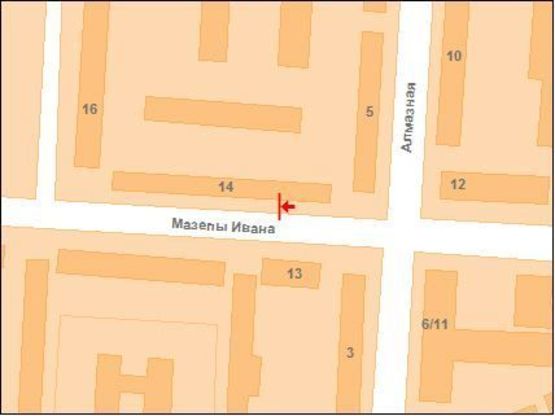 Схема рекламной плоскости по адресу І. Мазепи вул. (Калініна), 14