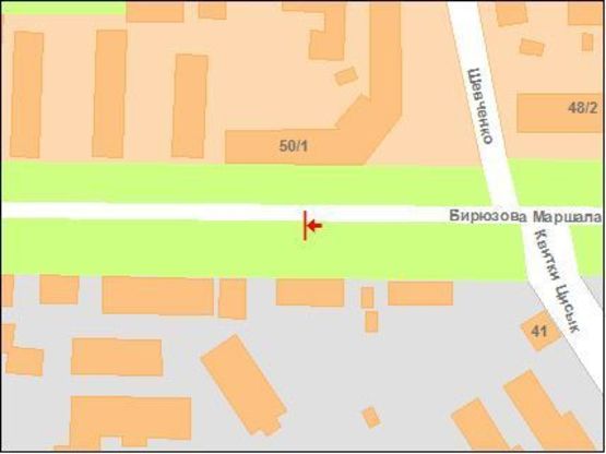 Схема рекламної площини за адресою М.Бірюзова вул, 43