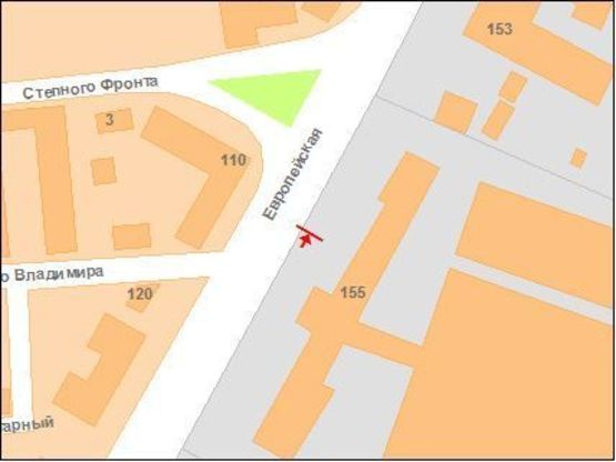 Схема рекламной плоскости по адресу Європейська вул. (Фрунзе), 155 ("Електромотор)