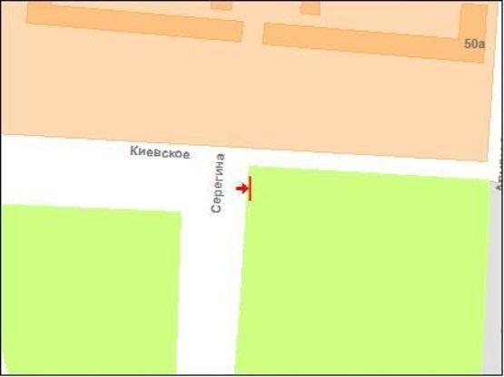 Схема рекламної площини за адресою К.Шосе вул. - Серьогіна вул. (на Харків)