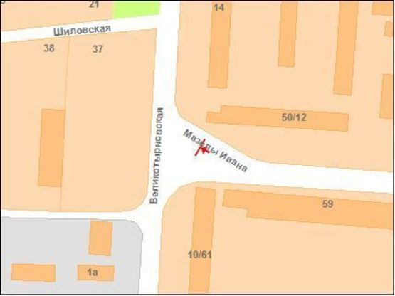 Схема рекламної площини за адресою І.Мазепи вул. (Калініна) 50/12(р.смуга)(Автовокзал)