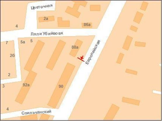 Схема рекламной плоскости по адресу Європейська вул. (Фрунзе), 88(зуп. Лялі Убийвовк)
