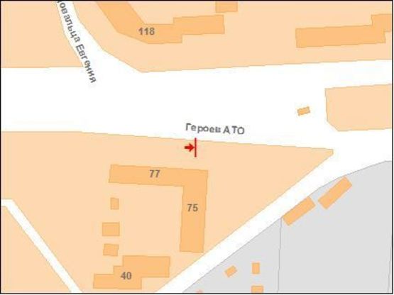 Схема рекламной плоскости по адресу Героїв АТО вул. (Красіна), 75 (ринок Сади-2)