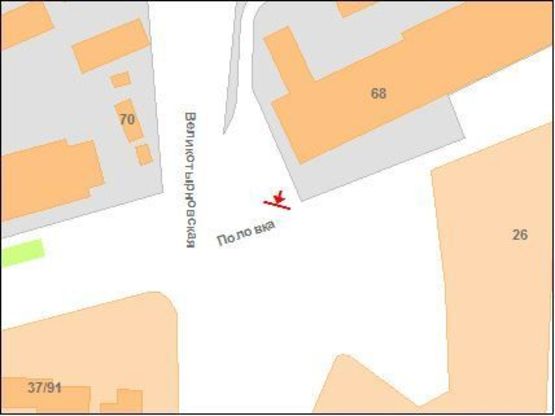 Схема рекламної площини за адресою В.Тирнівська вул. - Половка вул.