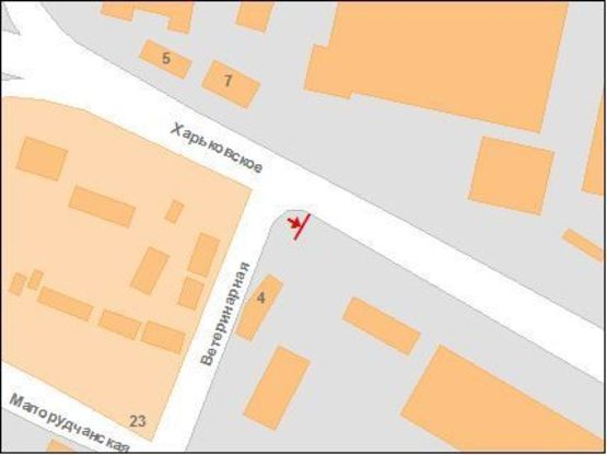 Схема рекламної площини за адресою Х.Шосе вул.- Ветеринарна вул.