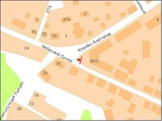 Схема рекламної площини за адресою Небесної Сотні вул.(Леніна) - А.Кукоби вул.(Пролетарська)(м-н Стол і Стул)