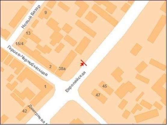 Схема рекламної площини за адресою Європейська вул. (Фрунзе),38