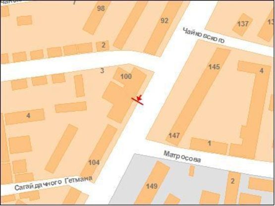 Схема рекламной плоскости по адресу Європейська вул. (Фрунзе),100 (зуп.Фурманова)