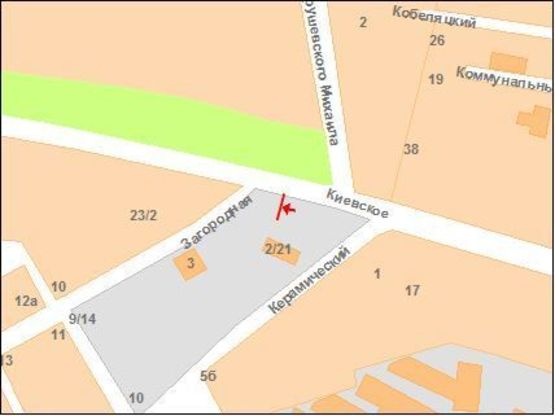 Схема рекламної площини за адресою К.Шосе вул. – ул.Грушевського (біля авторинку)