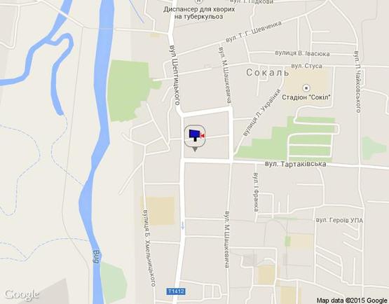 Схема рекламной плоскости по адресу м. Сокаль вул. Тартаківська (центр,  прямо головна площа) 4х3 верхній