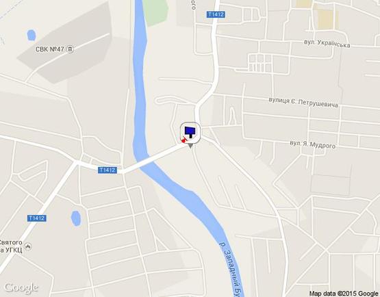 Схема рекламної площини за адресою м. Сокаль вул. Шептицького (центральний вїзд у місто з м. Чеовоноград м. Львів на центр)