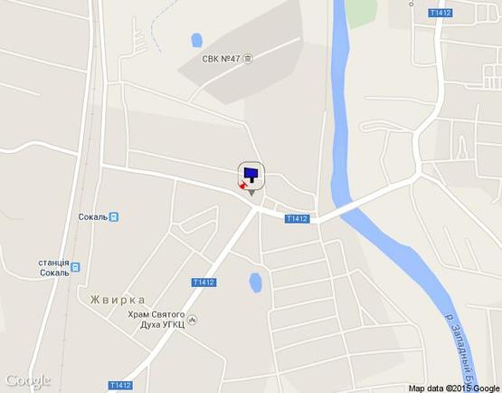 Схема рекламной плоскости по адресу м. Сокаль вул. Шептицького (центральний вїзд з м. Львів м. Червоноград)